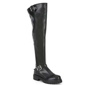 GB Game-Changer Over-the-Knee Lug Sole Combat Boots in Black NEW